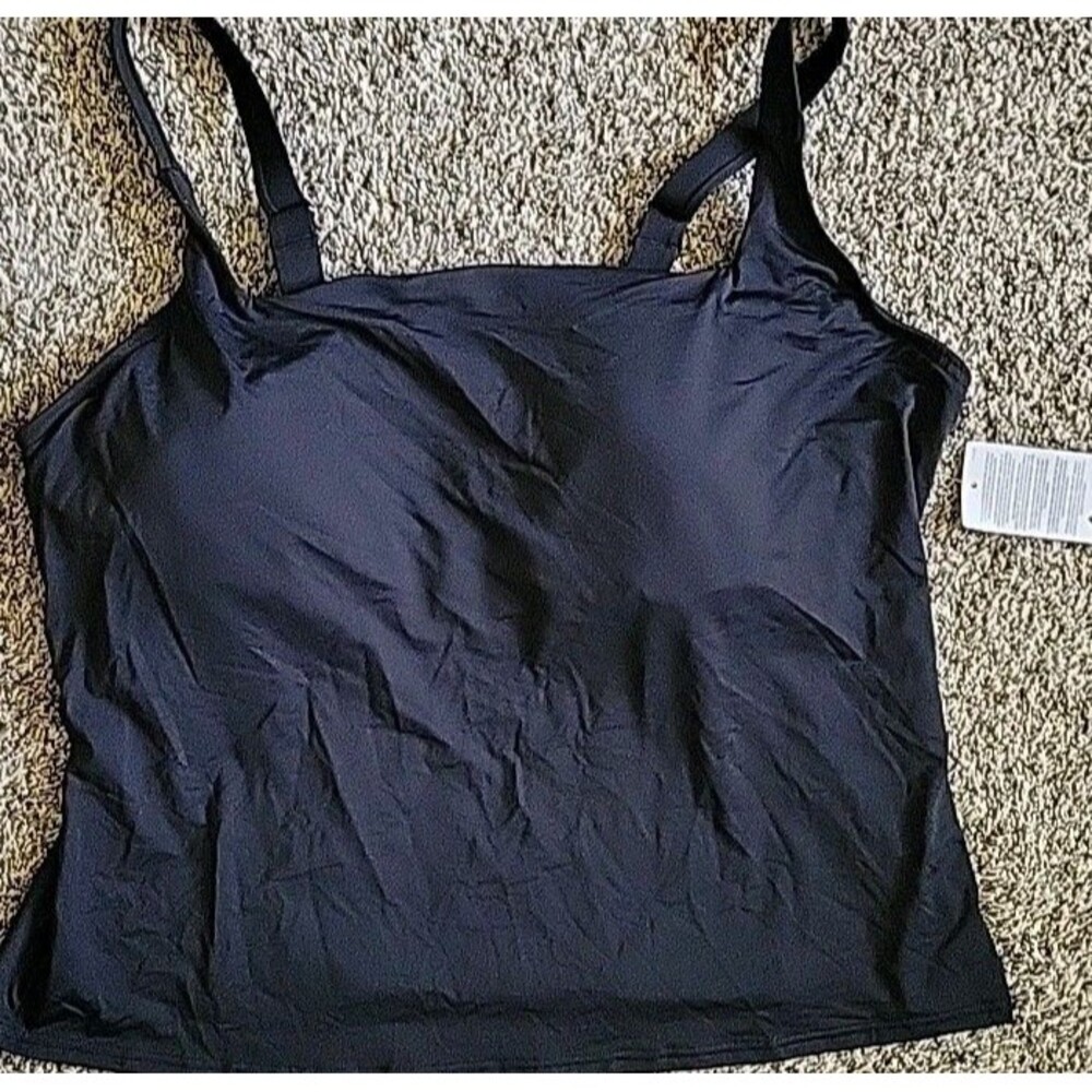 Lands End 18 DD XL Swim Top Black Solid Adjustable Padded Women's S112